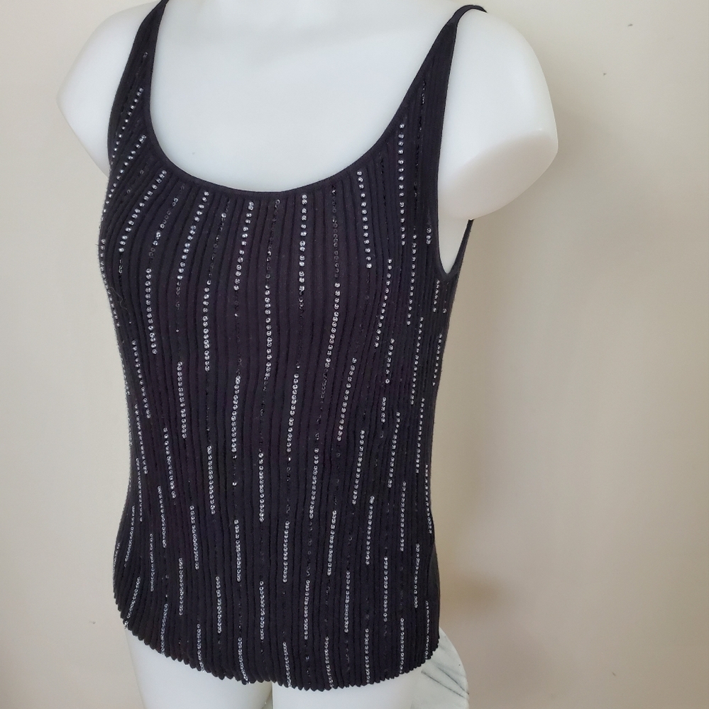 Vintage Mexx Black & Silver Sleeveless Tank Top L/XL